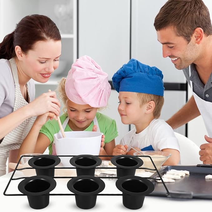 Cup Nonstick Muffin and Cupcake Baking Pan Deep Cup Popover Tin for Heavy-duty Carbon Steel with Elegant Black Finish for Home Kitchens and Events