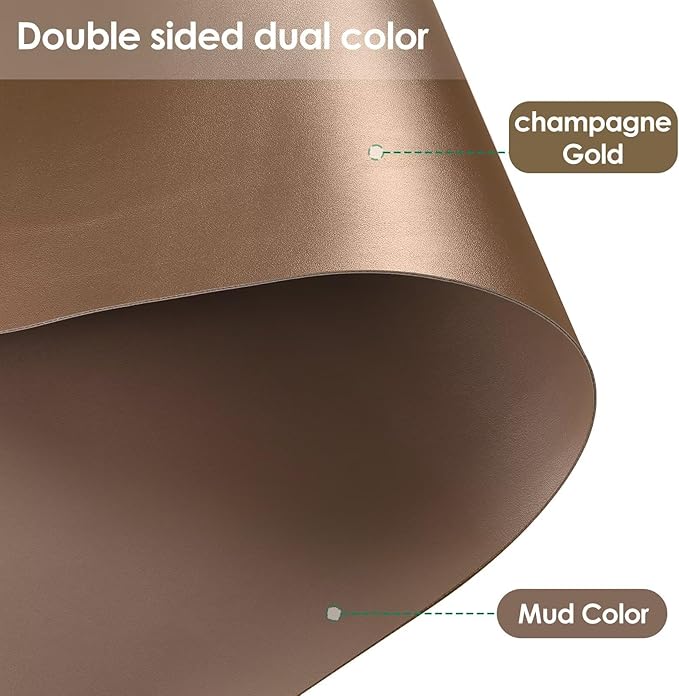 Leather Table Cover,1.8mm Thick,42x84 Inch Table Protector,Table Protector for Dining Room Table,Dining Table Cover,Waterproof Table Cover.(Mud Color+Champagne Gold,42x84)