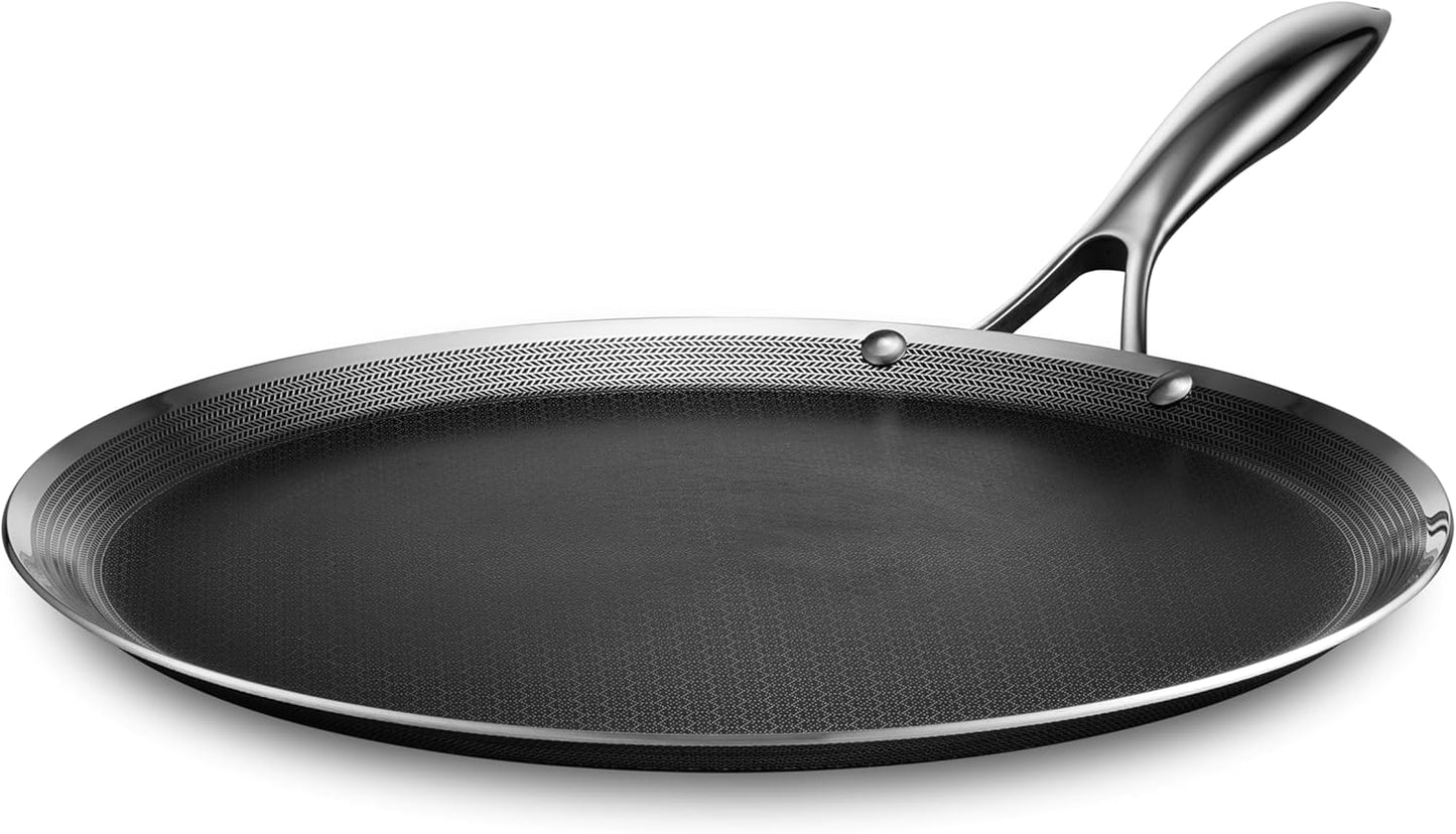 HexClad Hybrid Nonstick 13-Inch Griddle Pan, Stay-Cool Handle, Dishwasher-Friendly, Oven-Safe Up to 900°F, Induction Ready, Compatible with All Cooktops
