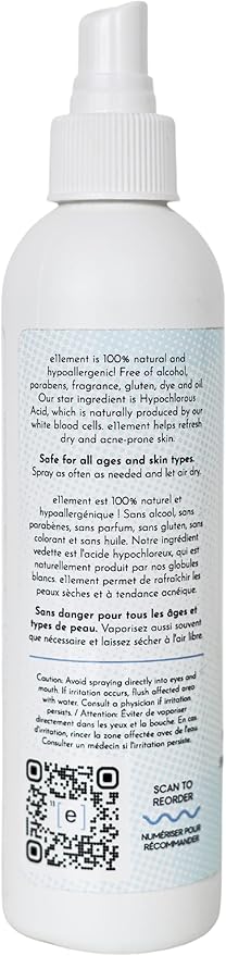 e11ement - Hypochlorous Acid Face and Skin Spray - HOCL- Safe for use on Acne Prone Skin - Eczema - Dry Scalp - Post Procedure -Toner - Eye Lash Cleanser - Face and Hand Cleanser (Large 8 oz.)