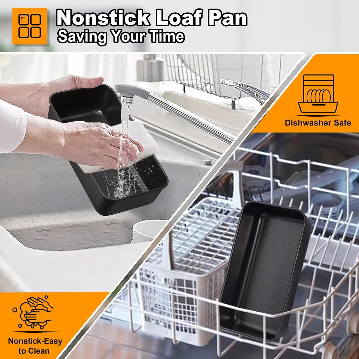 LIANYU 2 Pack Bread Loaf Pan for Baking, 9×5 Inch Nonstick Stainless Steel Bread Baking Loaf Pan, Meatloaf Tin for Homemade Banana Sourdough, Dishwasher Safe