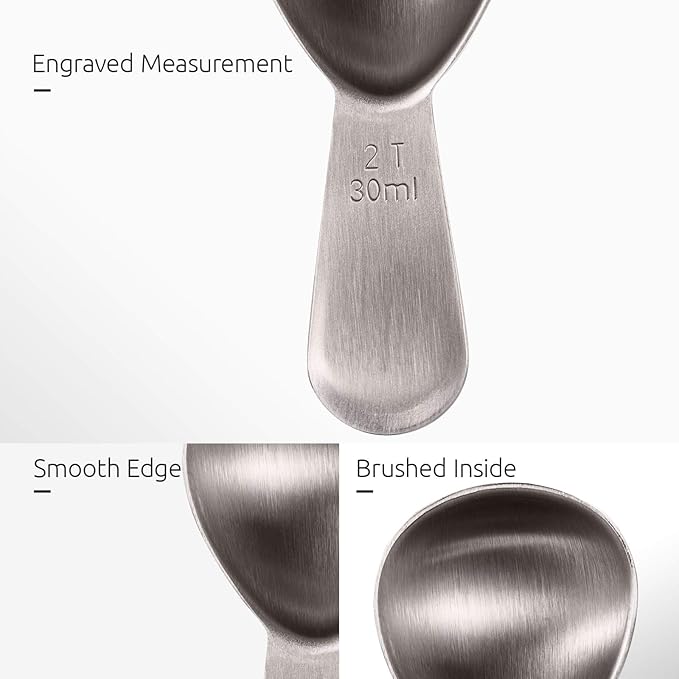 Coffee Scoop: U-Taste 18/8 Stainless Steel Measuring Coffee Scoop 2 tablespoon, Short Handled Measure Scooper for Ground Coffee, Bean in Canister (Silver, 2Tbsp/30ml)