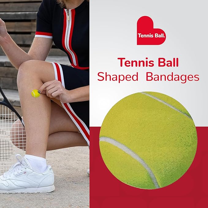 BioSwiss Bandages, Tennis Ball Shaped Self Adhesive Bandage, Latex Free Sterile Wound Care, Fun First Aid Kit Supplies for Kids, 24 Count