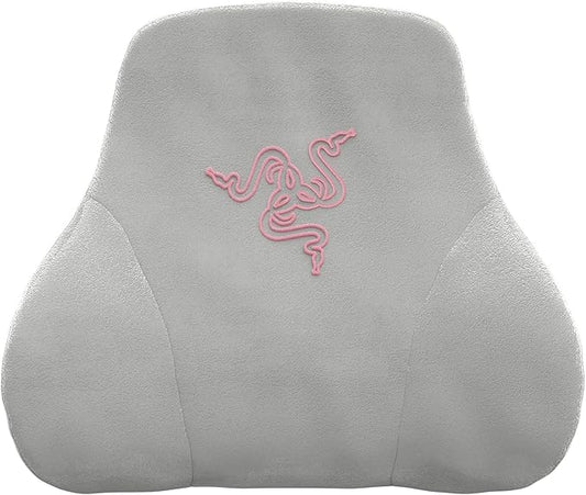 Razer Head Cushion Neck & Head Support for Gaming Chairs: Ergonomically Designed - Memory Foam Padding  - Wrapped in Plush Pink Velvet - Quartz