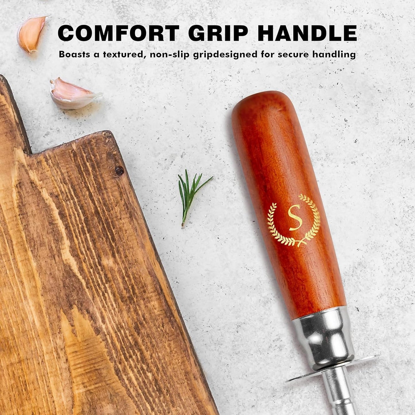 Knife Sharpener Rod, Kitchen Knives Sharpener Carbon Steel Professional Knife Sharpening Steel, Honing Rod with Hanging Holes (13 inches), S