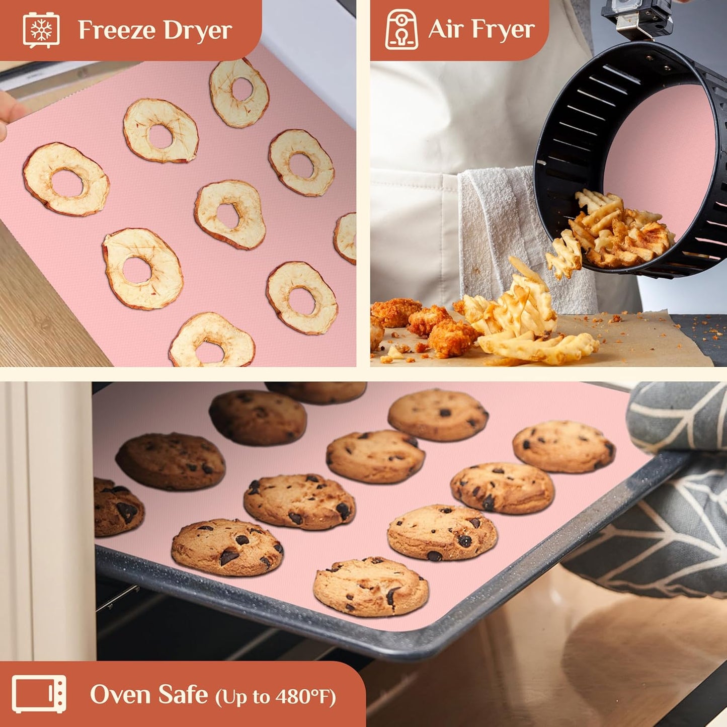 Silicone Baking Mat, 12 IN x 10 FT Free Cutting Baking Sheet, Non-Stick Reusable Dough & Pastry Mat, Non-Slip Silicone Mat Roll for Air Fryer Liner, Freeze Dryer, Oven Baking Pan, Kitchen Counter