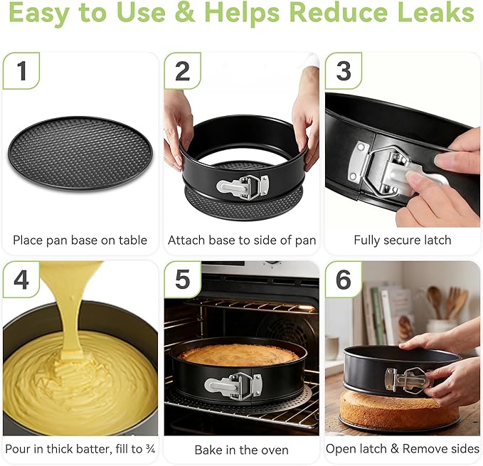 USLAI Springform Pan, 4/6/7/8/9/10 Inch Nonstick Cheesecake Pan with Removable Bottom, Easy to Clean, Ideal for Baking Cakes, Pies and Quiches - 10 Inch