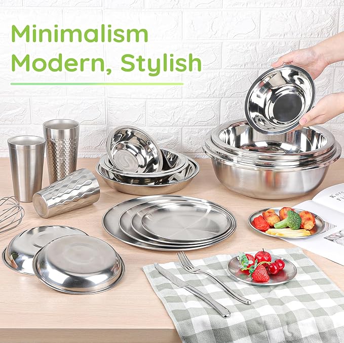 304(18/8) Stainless Steel Mixing Bowls for Kitchen, 4 Pack 6.3" 13.67 fl.oz Metal Mixing Bowls Set Stackable for Baking Serving Cooking Food Prep Storage Dishwasher Safe Lightweight