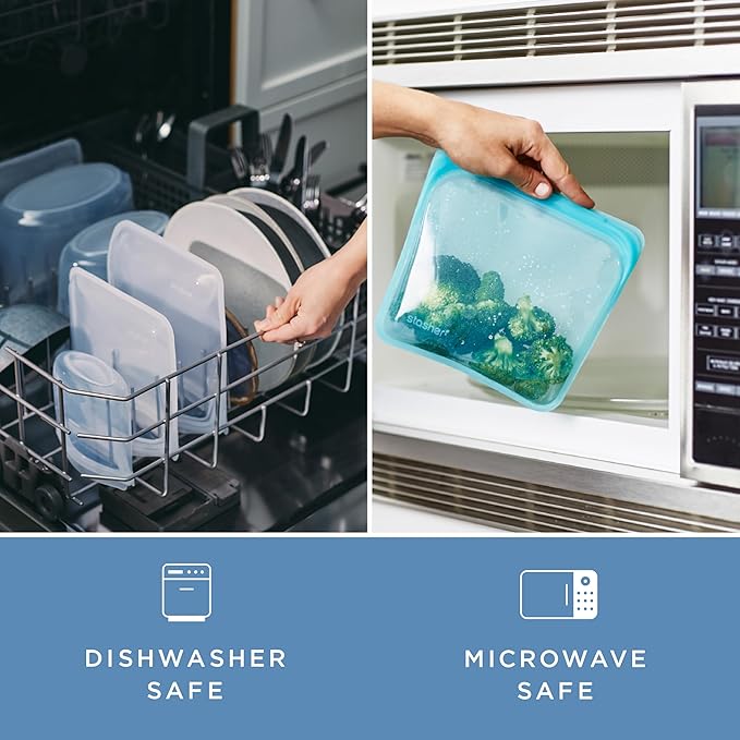 Stasher Silicone Reusable Storage Go Bag with Carabiner Clip, Bag for Travel, Microwave, Dishwasher, Oven, Safe, Sous Vide, Eco Friendly, Outdoor Snack Storage Pouch, 18 oz, Clear | Leakfree Travel Bag