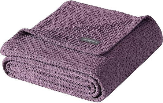 Eddie Bauer - Twin Blanket, Super Soft & Medium Weight, Softens Every Wash (Solid Waffle Purple, Twin)