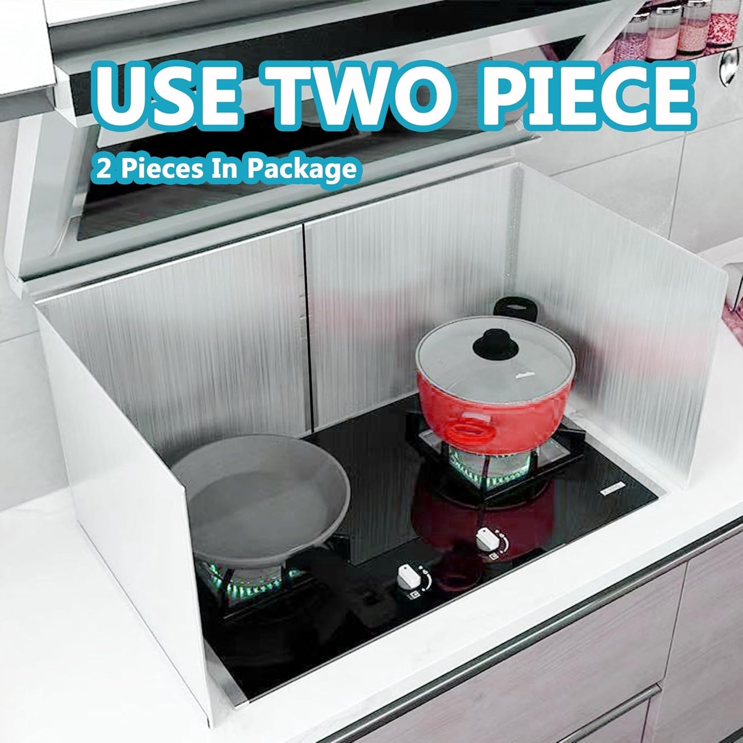 2 PCS Stove Grease Splatter Screens Guard | Range Backsplash Splatter Guard for Wall | 2 Sided Foldable Splash Shield Metal Panel Protector for Cooking, Stainless Steel, 15.7 X 15.7 X 15.7 Inches