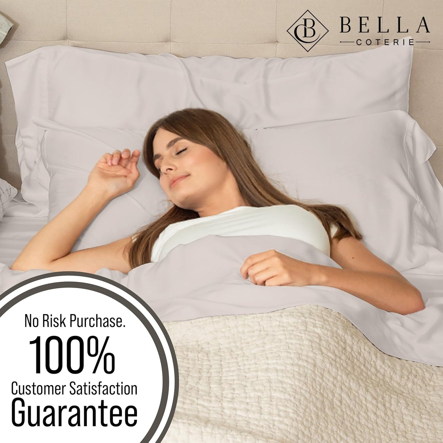 Bella Coterie Luxury Bamboo Viscose Split King Size Sheet Set | 100% Organically Grown | Ultra Soft | Cooling for Hot Sleepers | 18" Deep Pocket [Dune]
