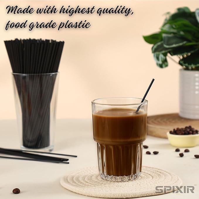 Coffee Stirrers, Stir Sticks Disposable Straws – Cocktail Straws for Drinks, – 2000pcs, 5.5 Inch Coffee Straw, Stirrers, Bar Straw Black