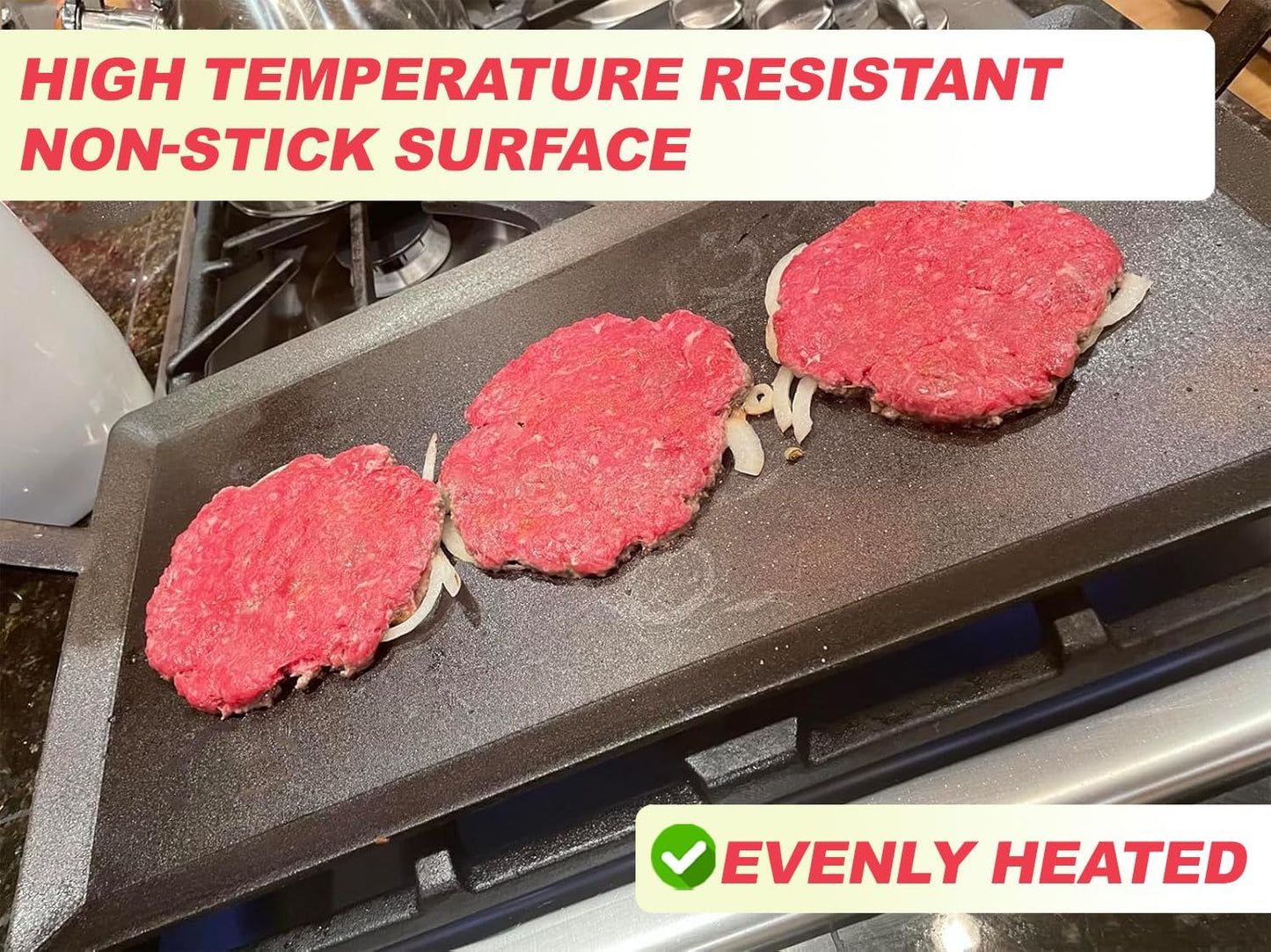 Universal Carbon Steel Griddle for Gas Grill, Griddle Pan for Stove Top, Versatile Stovetop Oven, Induction Cooktop, Flat Top Plate for Charbroil Etc. All Gas & Charcoal Grill 24" x 10"