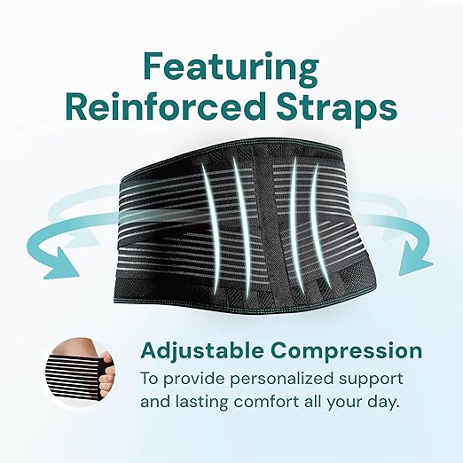 RW500 Back Support Belt with Lumbar Pad - Alleviates Lower Back Pain Relief, Sciatica Pain Relief, Herniated Disc, Scoliosis - Ideal for Office Workers & Daily Comfort (Black, L/XL, 1-Pack)