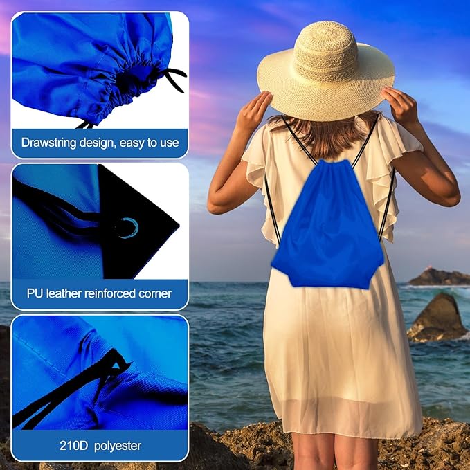 KUUQA 80Pcs Blue Drawstring Backpack Bag Sack Drawstring Bags Bulk String Bags Storage Bags for Sport Gym Traveling