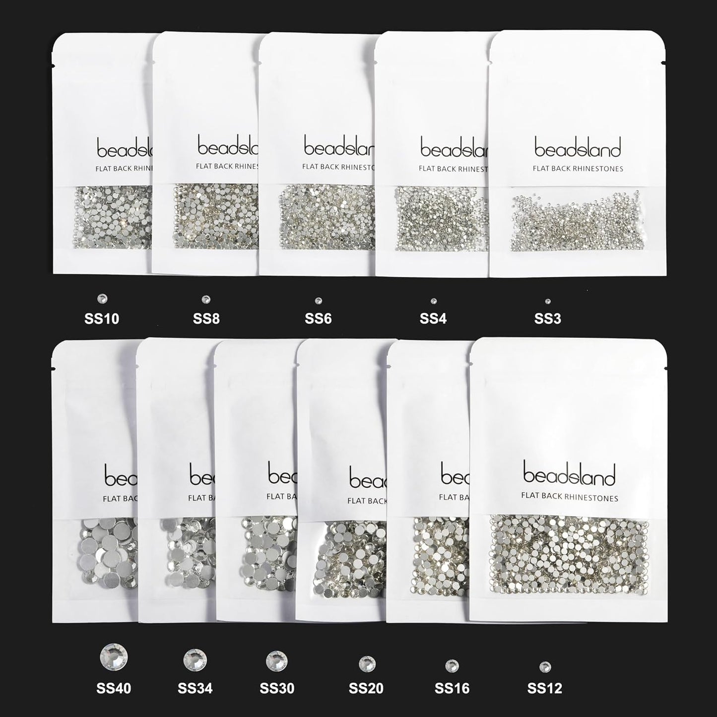 beadsland 1440 Piece Flat Back Crystal Rhinestones Round Gems,1.3mm-6.5mm,Aquamarine(SS10(2.7-2.8mm))