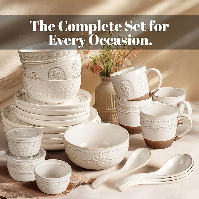 Artena Ramekins Oven Safe, Creme Brulee Ramekins, Embossed White Ceramic Souffle Pudding Custard Cups, Baking Dish, Dipping Bowls, Sauce Cups, Set Of 4 (Wheat Leaf, 4 oz)