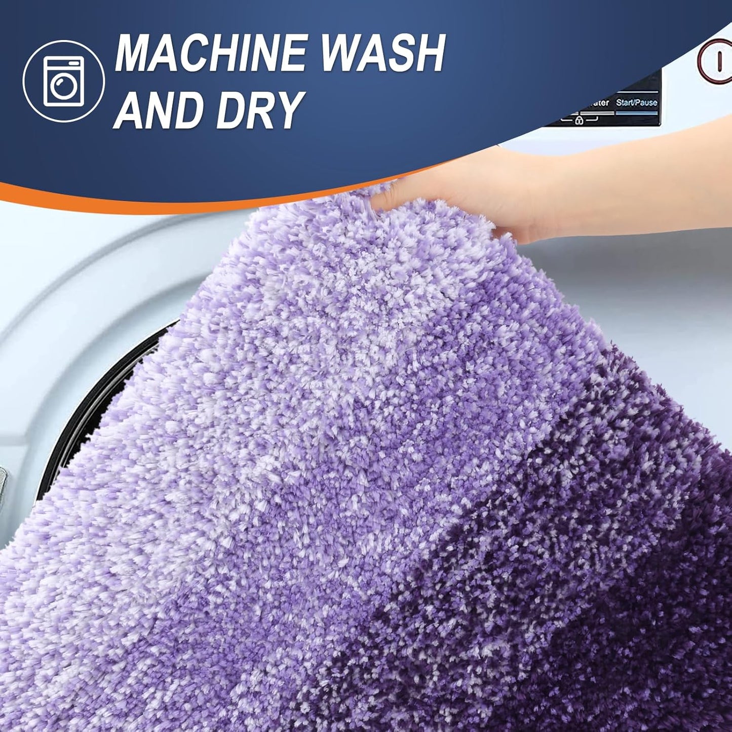 OLANLY Bathroom Runner Rugs 47x20, Extra Soft Absorbent Microfiber Bath Rugs, Rubber Backing, Quick Dry, Machine Washable Bath Mats for Bathroom Floor, Tub and Shower, Home Decor Accessories, Violet