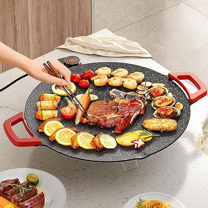 Indoor Grills Electric Smokeless – Nonstick Electric Griddle for Indoor Use, Fast-Heating Compact & Versatile Cooking for Steaks, Pancakes, and BBQ (15.7inch)(14.2in)
