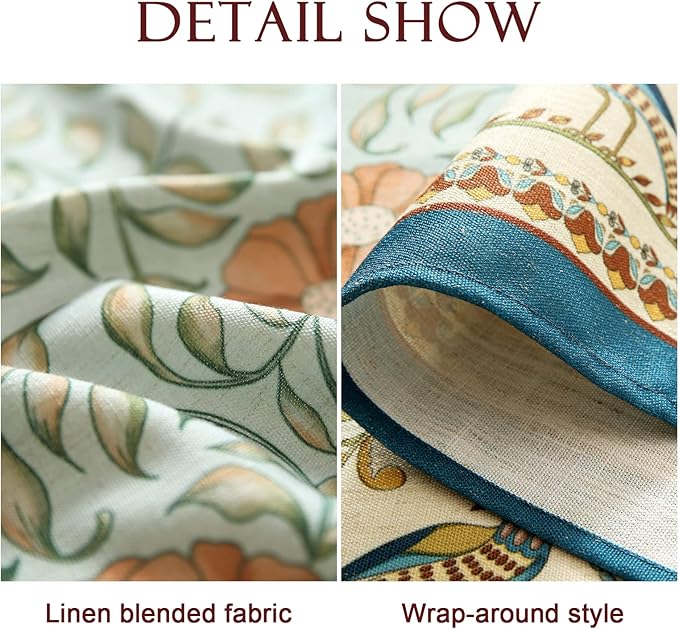 patdrea Designer French Linen Blue Tablecloth for Rectangle Table,Vintage Floral Table Cloth,Colorful Decoration Fall Cover Kitchen Dining for Thanksgiving,Tea Party,Christmas,55"x71"-Wensel