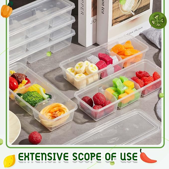 Hushee 10 Pack 17 oz Small Meal Prep Containers with 3 Compartments Snack Containers with Lid Disposable Plastic Bento Box Travel Lunch Food Boxes Stackable for Office Picnic (Clear)