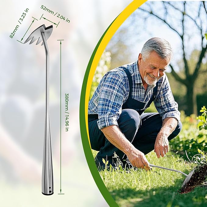 2025 Upgraded Weed Puller Tool, 4-Tooth Manganese Steel Manual Weeders, Portable Garden Weed Remover Tools for Vegetable Gardening Backyard Farm Planting & Weeding