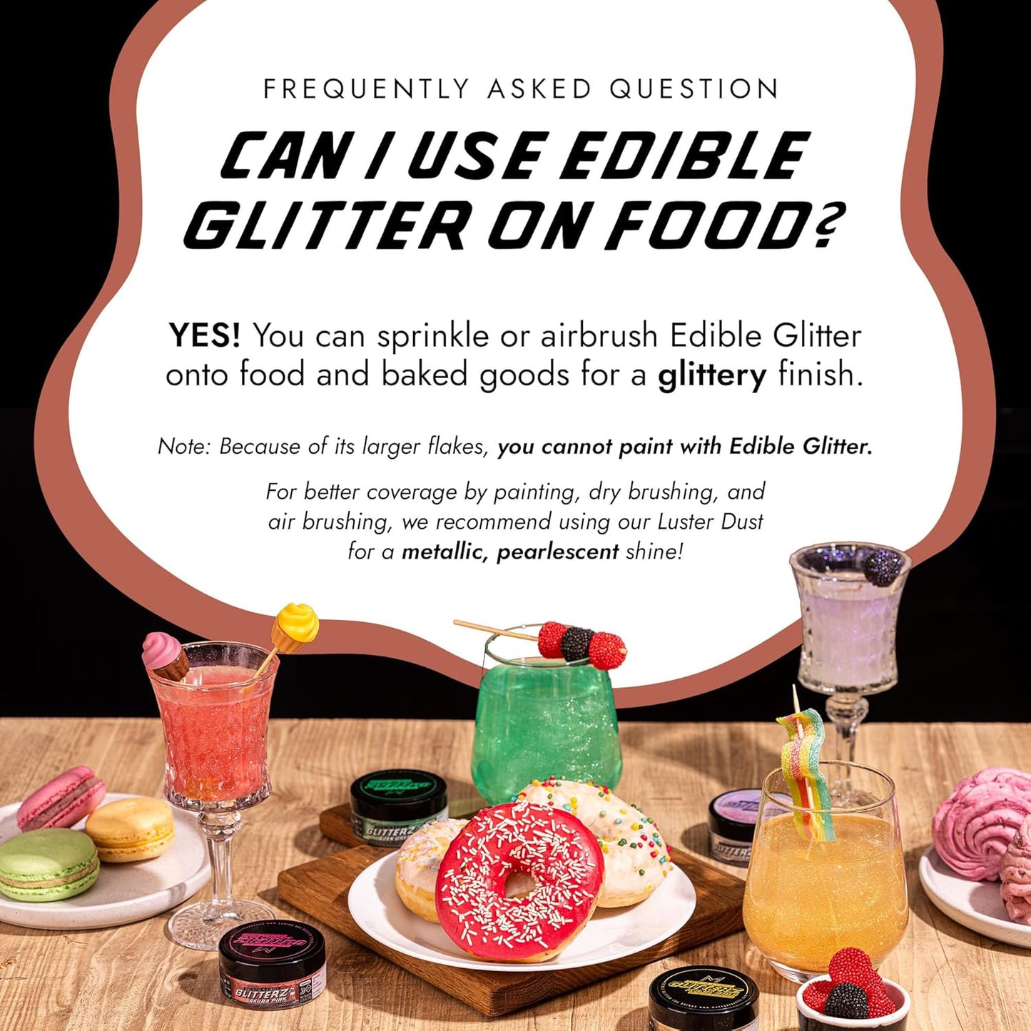 MONÉGASQUE Rose Gold Edible Glitter for Drinks 10g – Rose Gold Edible Glitter for Cakes – Halloween Chocolate, Cupcake, Strawberries, & Cake Decorations Sparkles – Cocktails & Drink Shimmer Powder