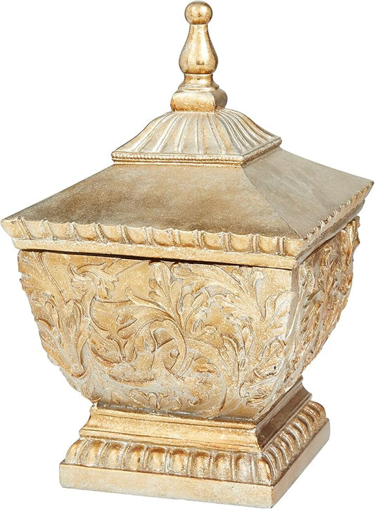 Deco 79 Polystone Solid Decorative Jars, 8" x 8" x 12", Gold