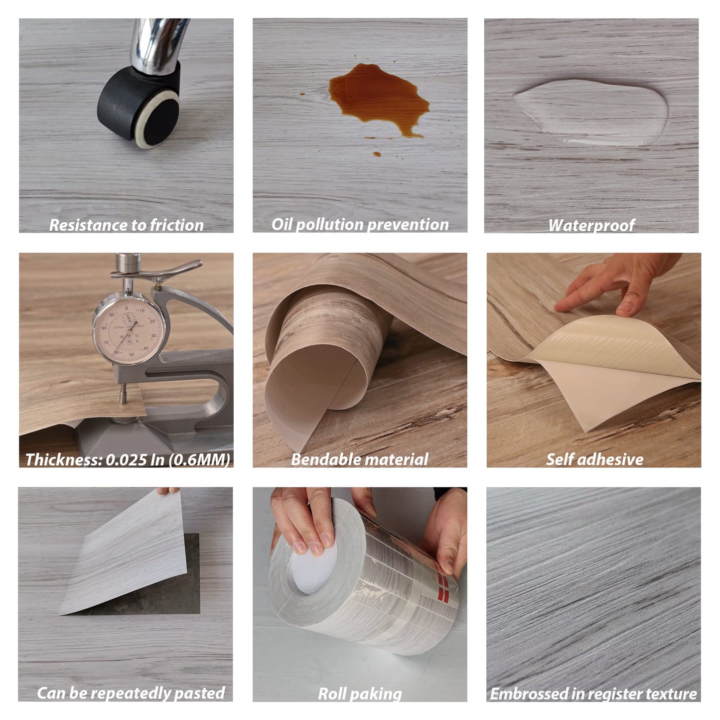 Grey Wood Peel and Stick Floor Tile, 36 Pack 54 Sq.Ft,(NO Sticky Residue Left) Vinyl Flooring Tiles Wood Plank, Self-Adhesive DIY Flooring for Bathroom,Bedroom, Living Room, (36" x 6") Nature Grey