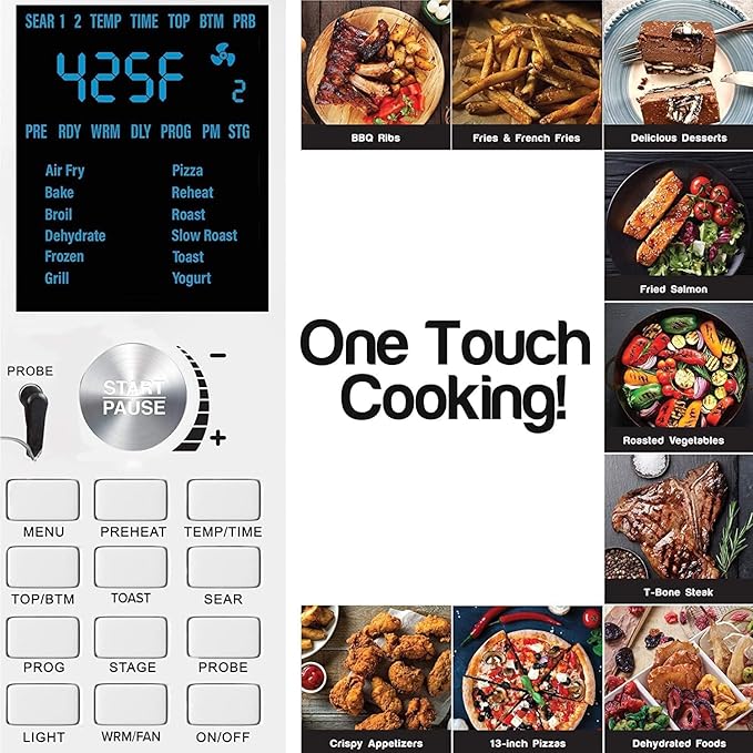NUWAVE Bravo XL Air Fryer Convection Toaster Oven Countertop, 112-in-1 Smart Grill Combo with Original Flavors & Marks, Adjustable Heating Zones for Pizza, Roast, Bake, 50-500°F, Stainless Steel, 30QT