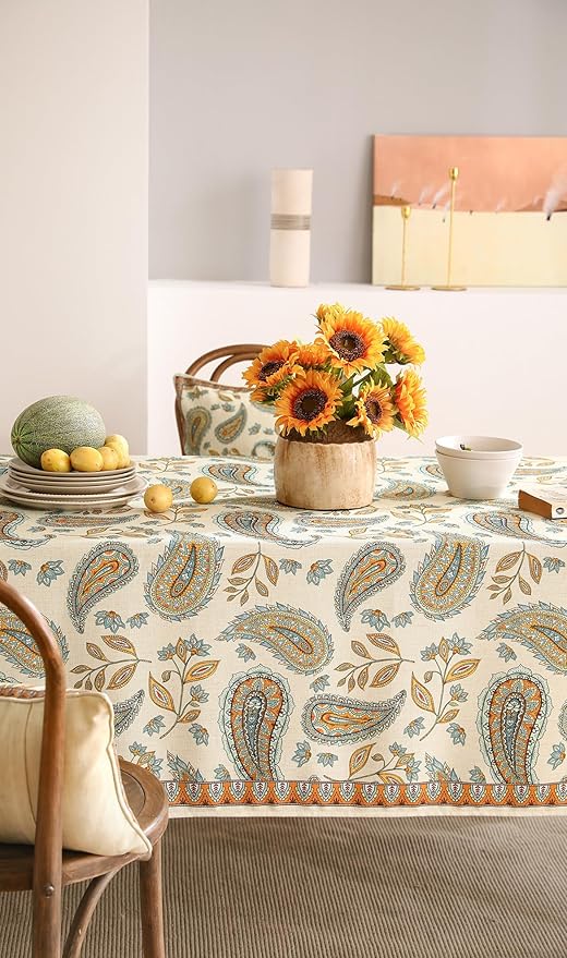 patdrea Designer Vintage French Rectangle Table Cloth,Italian Floral Wrinkle Free Farmhouse Extra Long Tablecloth,Decor Table Cover for Kitchen Dining,Christmas,Thanksgiving,67"x118"-Lysaniya