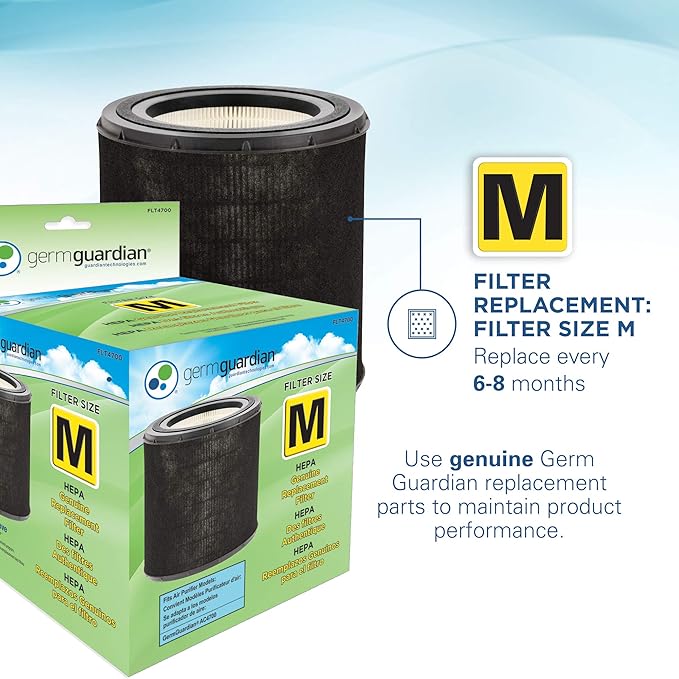GermGuardian True HEPA Filter Air Purifier for Home, Office, Bedrooms, Filters Allergies, Pollen, Smoke, Dust, Pet Dander, UV-C Sanitizer Eliminates Germs, Mold, Odors, Quiet 4-in-1 AC4700BDLX