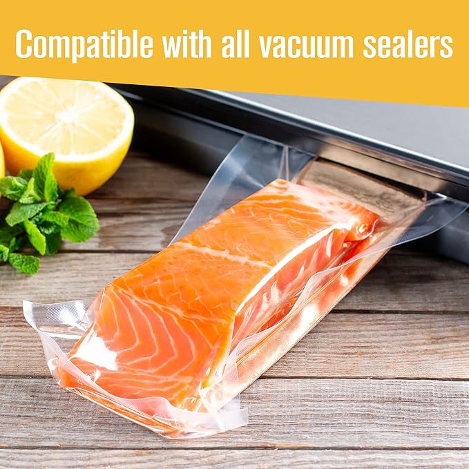 Houseables Vacuum Sealer Bags, Vacuum Sealer Rolls, Food Saver Bags Rolls, 8 Inch, Vac Seal, Sous Vide, Food Storage, Freezer, Sealing, Machine, Cooking, Air Sealable, BPA Free, Heavy Duty, 8x50, 2PK
