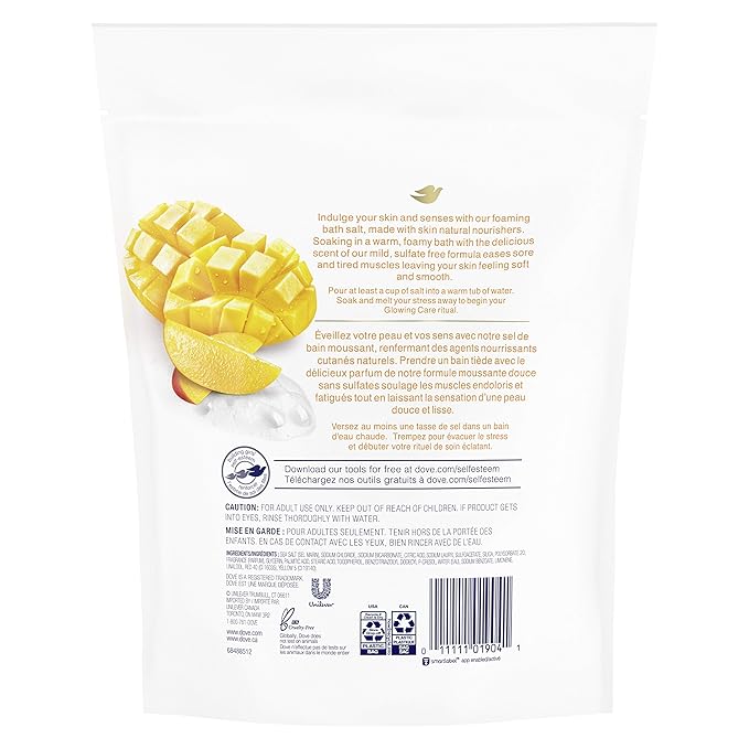 Dove Nourishing Secrets Bath Salts To Help Revive Sore, Tired Muscles Mango & Almond Bath Salts With Natural Skin Nourishers 28 Oz