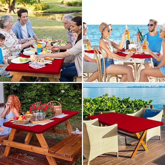 homing Rectangle Table Cloth Cover, Waterproof Polyester Elastic Fitted Tablecloth, Fits for 5 Foot Folding Tables, Washable Table Protector for Christmas, Holiday, Party (Red, 36" x 60")