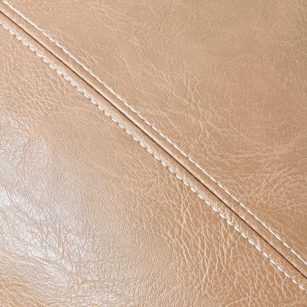 Fancy Homi Tan Long Lumbar Waterproof Faux Leather Decorative Throw Pillow Covers 16x24 Inch for Living Room Couch Bed, Beige Hand Stitched Cushion Case 40x60 cm, Taupe Modern Farmhouse Home Decor