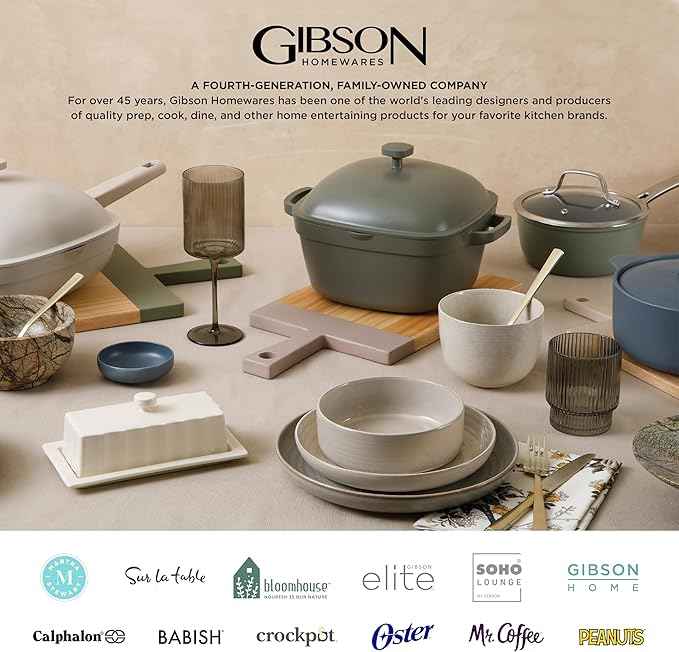 Gibson Elite Soho Lounge Square Reactive Glaze Stoneware Dinnerware Set, Service for 4 (16pc), Amber
