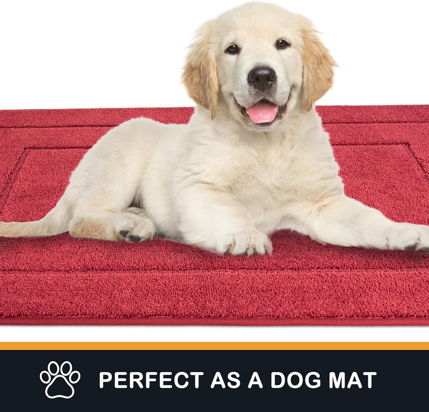 PURRUGS Dirt Trapping Door Mat 24" x 35.5", Non-Slip/Skid Machine Washable Entryway Rug, Dog Doormat, Super Absorbent Welcome Mat for Muddy Wet Shoes and Paws, Burgundy Red