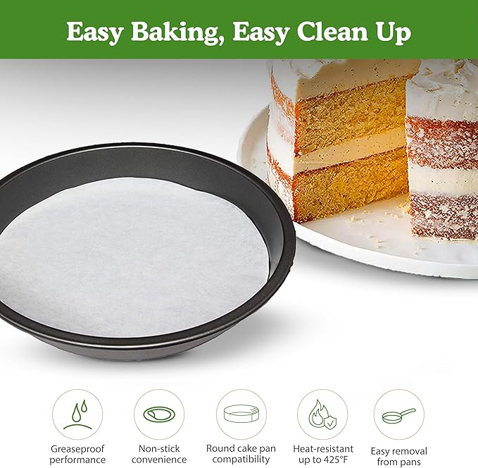 Regency Wraps Parchment Paper Circles For Round Cake Pans, Greaseproof Liners for Non-Stick Baking, 12" (Pack of 50), White