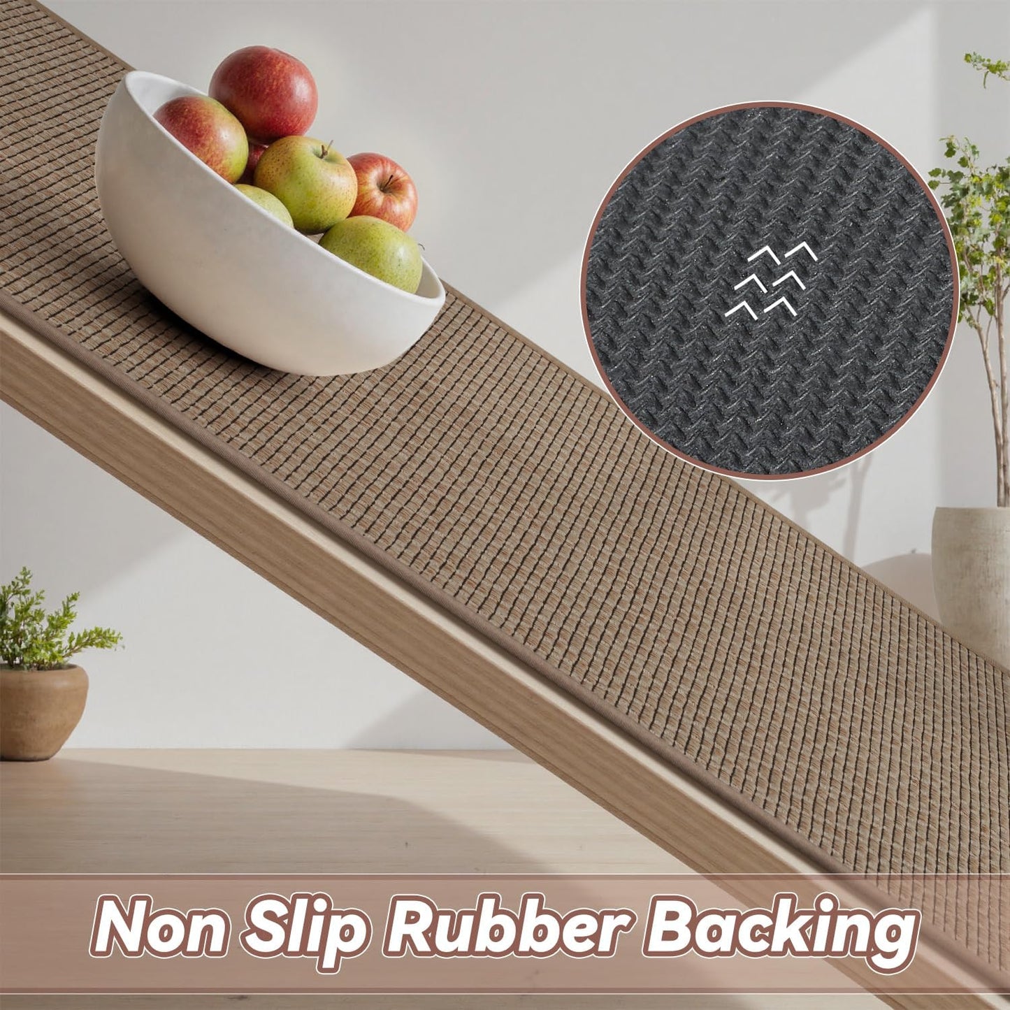 PADOOR Kitchen Floor Mat, Rubber Backed Kitchen Rugs Non Slip Washable, Super Absorbent Kitchen Mats for Floor Front of Sink, 20"x32" Brown