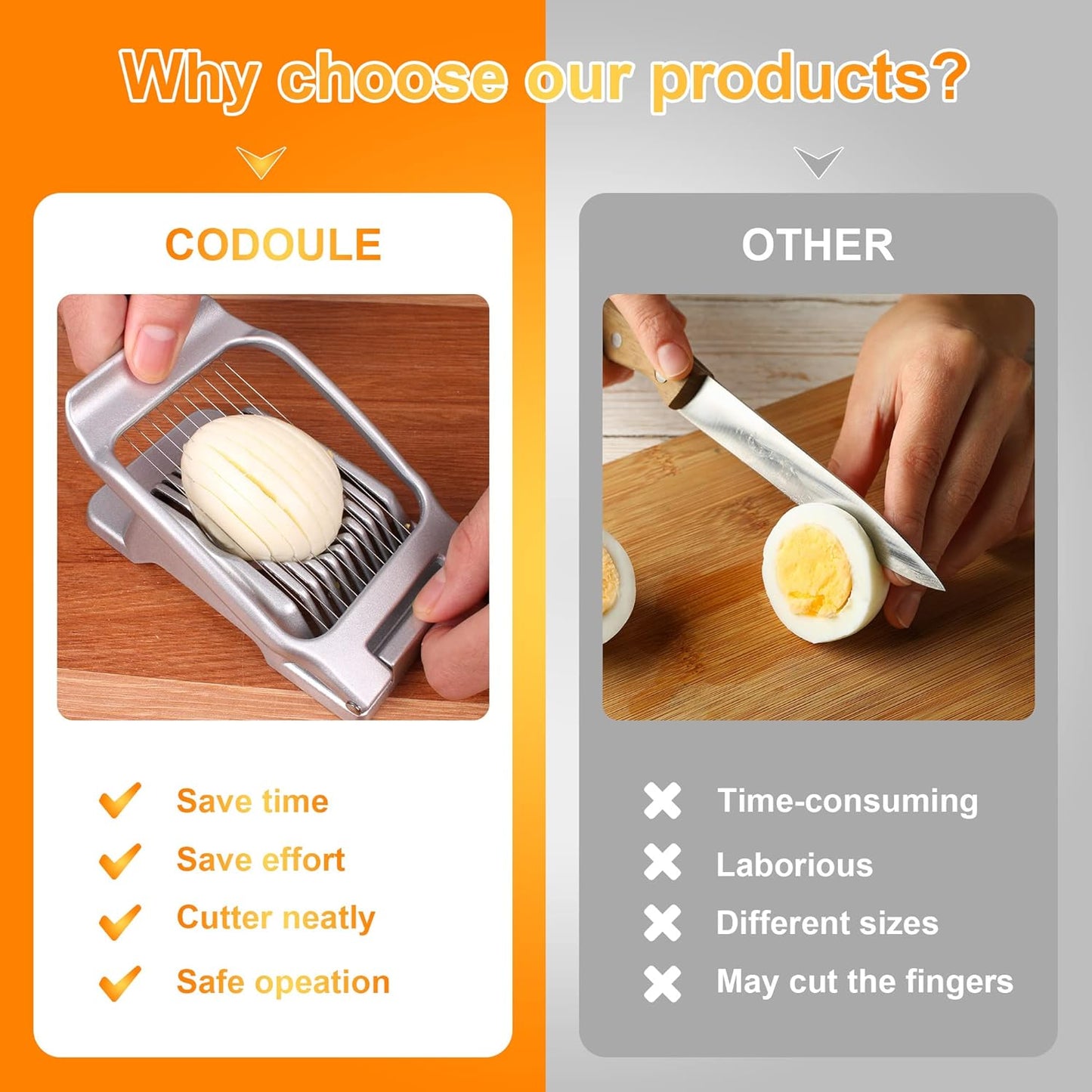 Egg Slicer for Hard Boiled Eggs,Stainless Steel Wire Multipurpose Egg Cutter Strawberry Slicer Tomato Slicers for Home Use (Black Red)