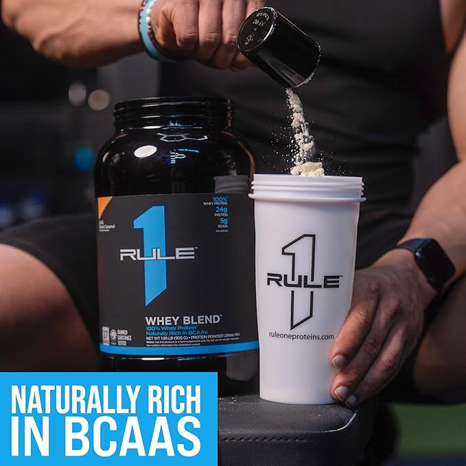 Rule One Proteins, R1 Whey Blend - 24g Fast-Acting Whey Protein Concentrates, Isolates, and Hydrolysates Per Serving, with Naturally Occurring EAAs and BCAAs (1 Pounds*, Vanilla Ice Cream)