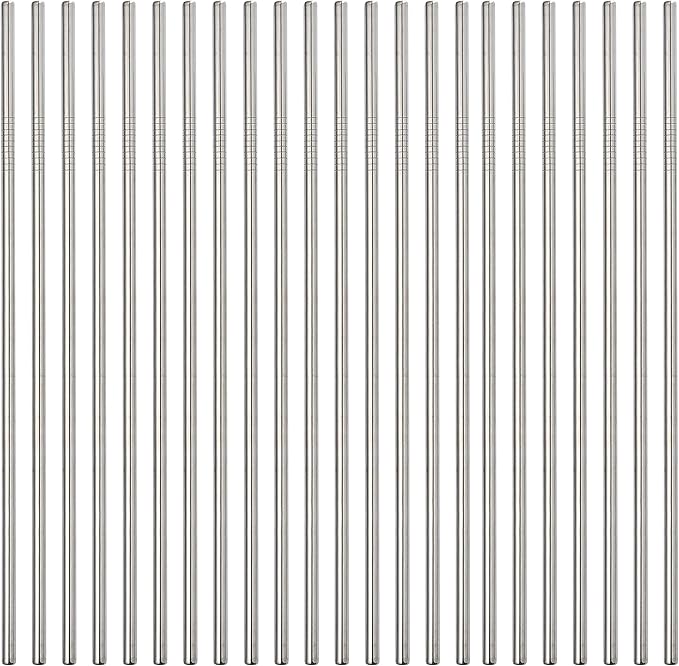 Straight Metal Straws 200 Pack. 8.5" Reusable Stainless Steel Straws in Bulk Order for Drinks.NiceCaTeLe Drinking Straws for 30oz & 20oz Tumblers Yeti Water Bottle (8.5" - Silver, 200pcs - Straight)