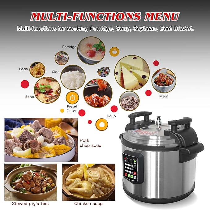 Kolice Commercial 220V (NOT 110V) Electric 21L Pressure Cooker, Multi Cooker Pressue Canner With Non-stick Inner Pot, 21L (22 QT), 3000W, For Hotel Restaurant Kitchen