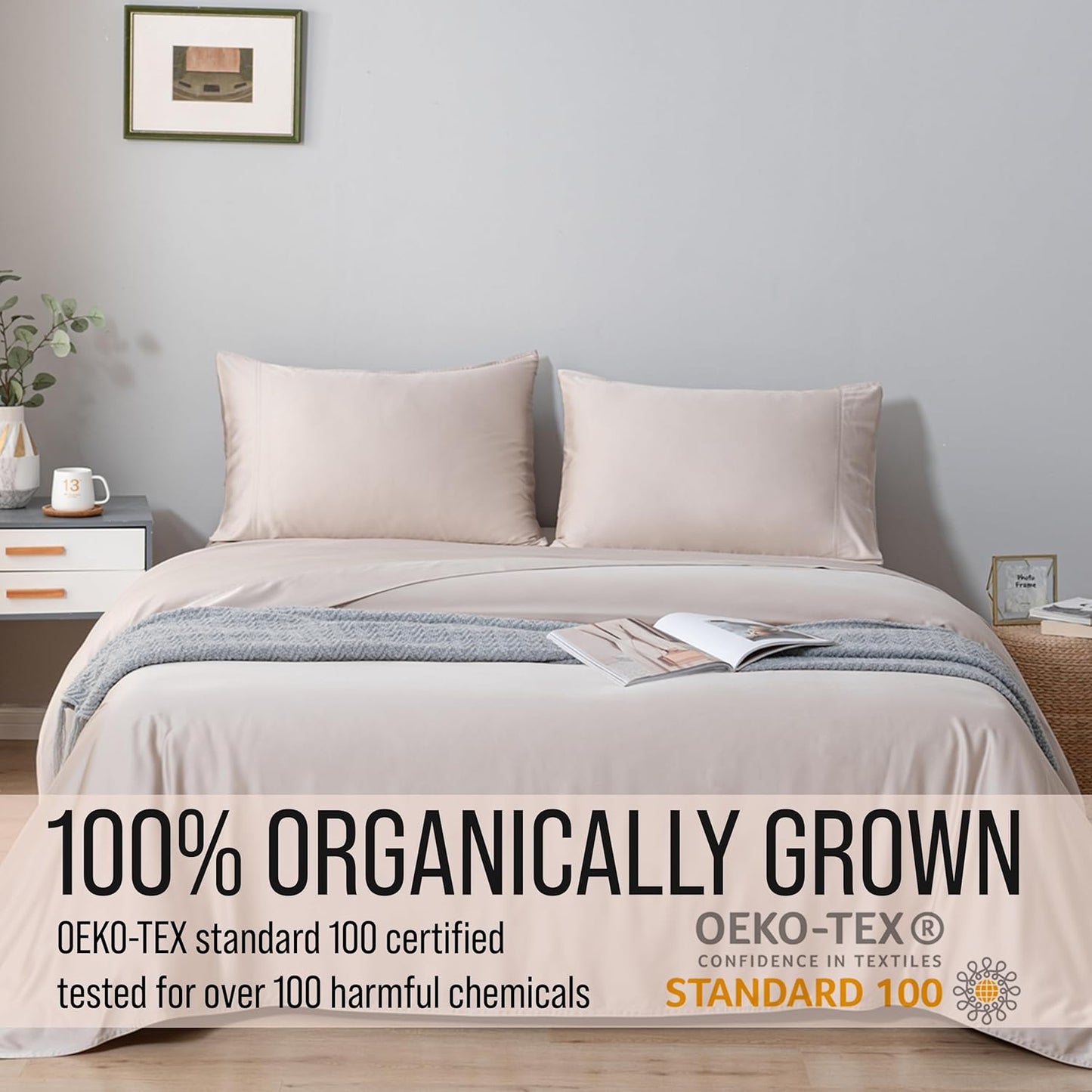Bella Coterie Luxury Bamboo Viscose King Size Sheet Set | 100% Organically Grown | Ultra Soft | Cooling for Hot Sleepers | 18" Deep Pocket [Dune]