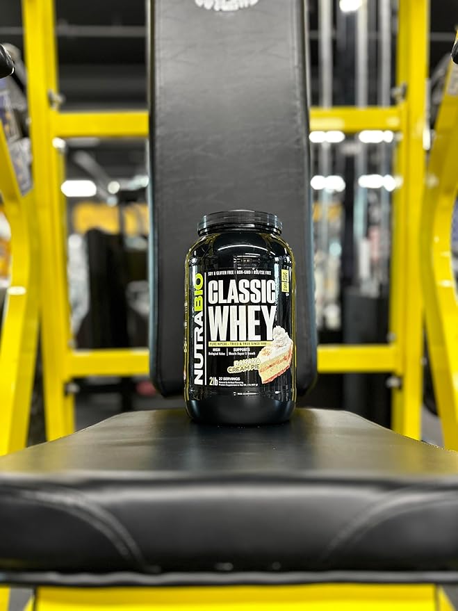 NutraBio Classic Whey Protein Powder- 25G Protein Per Scoop - Full-Spectrum Amino Acid Profile - No Fillers, Artificial Colors, Preservatives - (Banana Cream Pie, 2 Pounds)