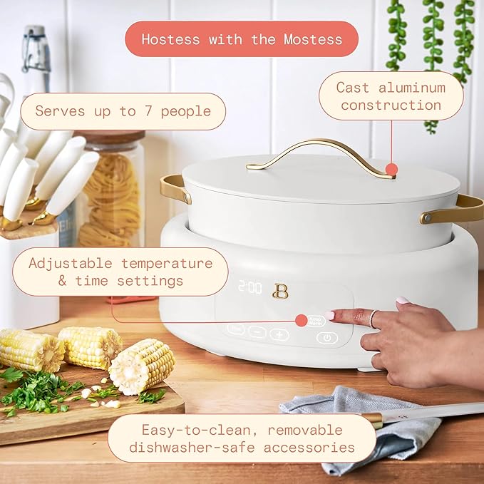 6-Quart 10-in-1 Programmable Multicooker – All-in-One Electric Pressure Cooker, Slow Cooker, Rice Cooker, Steamer & More with Digital Controls, Recipes Included by Drew Barrymore