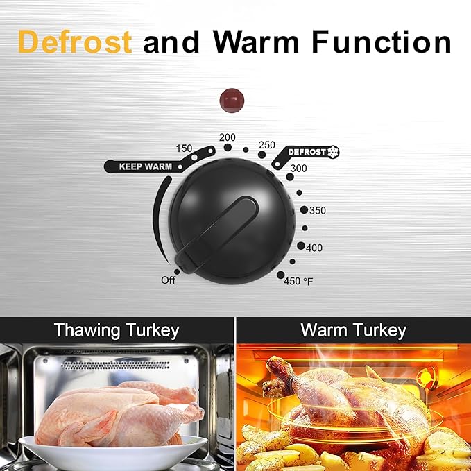 Roaster Oven 22Qt, Turkey Electric Roaster Oven Buffet with Self-Basting Lid, Removable Pan, Cool-Touch Handles, Stainless Steel, Silver