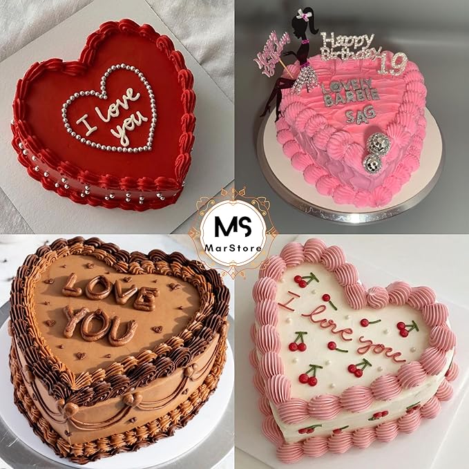 Heart Shaped Cake Pans 8 Inch – Set of 2 Nonstick Silicone Heart Cake Pan for Baking, Oven & Microwave Safe Molds – Durable, Easy-Clean Matte Surface - Grade Novelty Shaped Cake Pans (Pink)